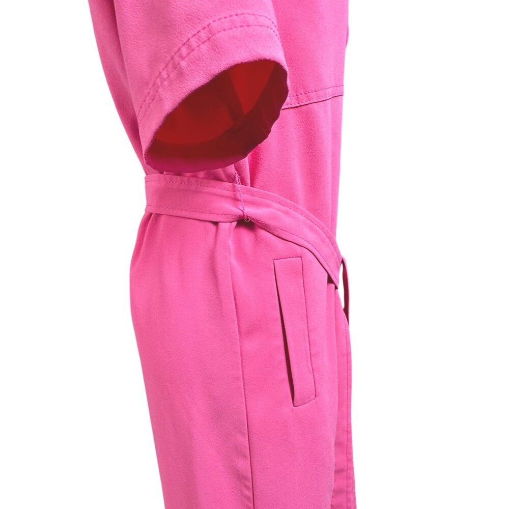 Trina Turk Womens Shirt Dress Pink Belted Size S Short Sleeve Button Up - Picture 9 of 9